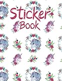 Sticker Book: Blank Ocean Sea Animal Sticker Book Flower And Unicorn Animal Theme Sticker Journal 8.5x11 120 pag