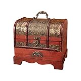 shiqi Große Vintage Metallschloss Schmuck Schmuck Aufbewahrungsbox Organizer Handgemachte dekorative hölzerne Schatzkasten Brustgeschenk (Color : Coin)