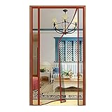 RFYNREW Sommer-Magnetvorhänge an der Tür, Moskitonetz, Anti-Fliegen-Insektentür, automatisches Schließen, Größe kann angepasst Werden, Spanien, Grauer Maschendraht, brauner Rand, B 130 cm x H 210