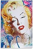 DINGDONG ART Leinwand Bilder 40x60cm Kein Rahmen Marilyn Monroe Portrait Poster, Marilyn Monroe Wallpaper, Farbe. Kunstplakat und Wandkunstbild Famiy Schlafzimmer Dek