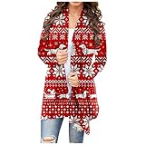 MOKBAY Weihnachten Winter Mantel Pullover Damen Damen Casual Weihnachten Old Man Print Cardigan Jacke Sweatshirt Mädchen Frauen Teenager Casual Top Shirts Langarm Jacke Streetw