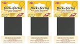 Flick + Fertig 3 Stück Kleiber je 145 Quadratzentimeter Klebe-Flicken Selbstklebendes Reparaturband aus Nylon (Grau)