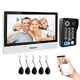 TMEZON WLAN Video Türsprechanlage Türklingel Gegensprechanlage System,10 Zoll 1080P WLAN Touchscreen Monitor mit Verdrahteter Kamera Außen, 5in1 APP/Passwort/Fingerprint/Card Swipe/M