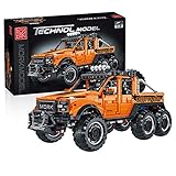 LOTSOFUN Technik Geländewagen 6x6 Off Road 1/8 Monster Truck LKW Kompatibel mit Lego Technic - 3300 Teilen - Statische Version - Schwarz Orang