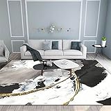 YYRAIN Nordic Moderne Abstrakte Tuschemalerei Rechteckiger Plüschteppich Nach Hause Wohnzimmer Schlafzimmer Große Fläche Voller Teppich Licht Luxus Willkommen Eingangsmatte 40x120