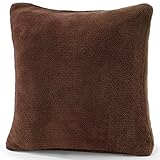 CelinaTex Xanio Dekokissen mit Innenkissen 80 x 80 cm dunkel braun Coral-Fleece Sofakissen Mikrofaser Kuschelk