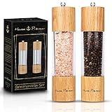 Hanse Pioneer Gewürzmühlen Set - Salz und Pfeffermühle aus Akazienholz - Präzise einstellbare Gewürzmühle - Hochwertige Pfeffer und Salzmühle mit Keramikmahlwerk