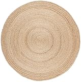 DomDeco Jute-Teppich AJALA Rund, Flachgewebe, echte Handarbeit, nachhaltig, geflochten aus Reiner Naturfaser, geeignet für Wohnzimmer/Esszimmer/Diele, Beige in Ø200
