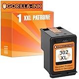 Gorilla-Ink 1x Tintenpatrone remanufactured für HP 302 XL Schwarz mit Füllstandsanzeige und 135% mehr Inhalt! HP Deskjet 1110 2130 3630 3630 Series 3631 3632 3633 3634 3636 3637