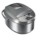 Multicooker REDMOND RMC-M4500E (englisch), Multikocher mit 10 Kochprogrammen (Joghurt, Dampfgarer, Warmhalten, Suppe, Backen), LCD-Display, 5 Liter (Silber)