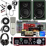 Focusrite Scarlett 2i2 2x2 USB Audio-Interface Full Studio Bundle mit Creative Music Production Software Kit und CR4-X Pair Studio Monitore und 1/4 Zoll Instrumentenkab