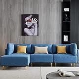 Auto parts Wohnlandschaft Sofa Couch Ecksofa Eckcouch in Gewebestoff, L-Form Couch mit Schlaffunktion und Ottoman, Polsterecke, Couchgarnitur, Sofagarnitur,Blue-Big