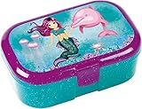 Glitzer-Lunchbox * MEERJUNGFRAU Coralie * für Kinder von Lutz Mauder | 10663 | Perfekt für Nixen-Fans | Vesperdose Brotdose Brotzeit Schule Grundschule Einschulung