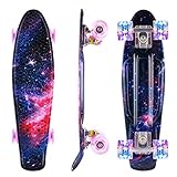 Caroma Skateboard für Mädchen Jungs, Penny Board, 22 Zoll/55cm komplettes Mini Cruiser Skateboard mit LED Light Up Wheels für Kinder Teenag