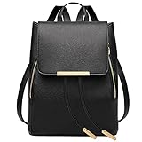 Leefrei Damen Rucksack Damen Tasche Leder Daypack Backpacks Freizeitrucksack (Vintage-Schwarz)