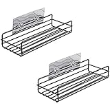 Duschcaddy Küchenregal Parkarma 2 Stücke Punch Free Badezimmer Regal Edelstahl Wandregal Schwimmendes Regal für Küche Badezimmer Schwarz Kann 3kg Bär (shower shelf)