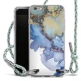 DeinDesign Carry Case kompatibel mit Apple iPhone 6s Plus Hülle mit Band Handykette zum Umhängen hellgrün bunt Strudel B