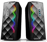 Gaming PC Lautsprecher,2.0 Computer Lautsprecher mit 6 farbenfrohen RGB Lichtern, kabelgebundener USB gestützter 3,5mm Aux und Bluetooth 5.0 Anschluss,verbesserter Stereo Audio Lautsp