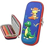 LAMEK 3D Dinosaurier Federmäppchen Jungen Schulmäppchen Kinder Stiftemäppchen Bleistiftbeutel mit Reißverschluss Kapazität Mäppchen Tragbare Schüleretui Etui Stifte für Schultag Schulstart, 23x10x5