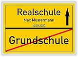 C.K.Onlinehandel Bild - Ortsschild - Grundschule - Realschule - weiterführende Schule - persönliche Geschenkidee - Geschenk zum Schulbeg