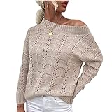 ZYYM Damen Pullover Lässiges Pulli Sweater Lange Ärmel Strickpullover Rundhals Langarm Jumper Tops Damen Winter Elegant Grobstrickpullover Langarm Lose Pulli Oberteile Mode Pullover Strickp