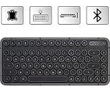Azio Compact Retro-Tastatur Gunmetal, mechanische Schreibmaschinen-Tastatur inkl. Handballenauflage, mobile Steampunk-Tastatur mit Bluetooth, kabellos, beleuchtete Tasten, Vintage Look