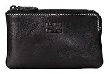 Elbleder Schlüsseletui Leder Schwarz Vintage auch als Echtleder Mini-Geldbörse Damen Herren RFID Schutz Blocker für Kreditkarten und Bankkarten Schlüsseltasche Schlüsselmäppchen Schlüsselmapp