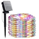 Solar-Lichterkette für den Außenbereich, solarbetrieben, wasserdicht, Kupferdraht, Lichterkette für Garten, Zaun, Terrasse, Hof, Party, Hochzeit, Weihnachtsbeleuchtung (mehrfarbig, 90 cm)