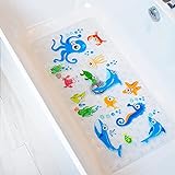 BEEHOMEE Badematten für Badewanne – große Cartoon-rutschfeste Badematte, rutschfeste Duschmatten für Boden, 89*40 maschinenwaschbar, XL-Größe (Blaue Oktopus ZY)