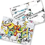 12 Einladungskarten für Geburtstag und Partys, die Graffiti Karten sind die perfekten Einladungen für Jungen und Mädchen zum Kindergeburtstag und Anderen Feiern (Bunt)