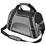 CUBY Katzentragetasche,Hundetasche,Transporttasche für Haustiere,Komfort für Flugreisen für kleine Tiere/Katzen/Kätzchen/Welpen (S grau)