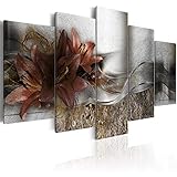 murando Silberbilder Wandbild Abstrakt Blumen 100x50 cm Silber Bilder Leinwandbild 5 TLG Wandbild XXL Format Kunstdruck Modern Wanddekoration Wohnzimmer Design Wand Bild b-A-0273