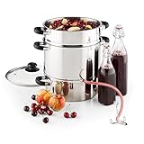 Klarstein Applebee - Elektrischer Dampfentsafter, Edelstahl Fruchtentsafter, 1500 W Starkes Heizelement, integriertes 1500 W, 8 L Volumen, Ø 25 cm, Cool-Touch-Griffe, inkl. Zubehör, Silb