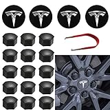 Topfit für Tesla Radkappen-Kit Center Radkappen-Set Radmuttern Mutter-Abdeckung Mitte Logo Emblem Änderung Nabenabdeckung für Model Y Model 3 Model S Model X