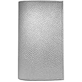 Charmoni - PCY – Brieftasche für Scheckkartenhalter, Kreditkarte, aus genarbtem Leder oder Kunstleder, Saffiano-Leder für Herren und Damen, Silberfarbene Ls, one size,