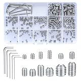 240 Stück Madenschrauben Sortiment Set, Innensechskant Gewindestifte mit Schraubenschlüssel, Edelstahl Sechskantkopf Schrauben für Türgriffe, Wasserhahn - M3/M4/M5/M6/M8