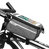 Fahrrad Rahmentasche Wasserdicht Handytasche Fahrrad mit Touch-Screen Oberrohrtasche Fahrrad Handyhalterung-Grey||21*9*10.5