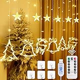 Lichtervorhang Fenster Weihnachten, Led Weihnachtsdeko Lichterkette Lichtervorhang Weihnachtsmuster 138 Leds Weihnachtsbeleuchtung Fenster Innen AußEn 8 Modi Ip44 FüR Weihnachtsdeko Fensterdeko (B)