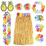 baotongle 8 Stück Hawaii Party Kostüm Set mit Halskette Armbänder Stirnband Blume BH Haarblume und Ananas Sonnenbrille für Beachparty Dek