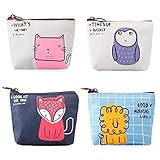 Oyachic 4 Stück Geldtäschchen Damen Coin Wallet Eule Münzbeutel Coin Purse Geldbeutel Täschchen Schlüsseltasche Kleingeldbörse Vintage Handtasche Tasche kosmetiktaäschen R