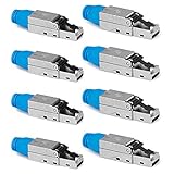 HASA zone 8 Stück Cat 8 Stecker Werkzeuglos für Verlegekabel Cat8 Cat7 Cat6A patchkabel, Cat 8.1 RJ45 Netzwerk Stecker Tool-Free Metall Schirmung 40 GBit/s 2000 MH