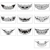 Halloween Clown Horror Mund Wunde Temporäre Tattoos-10 STÜCKE Halloween Mund Zahn Cosplay Party Gesicht Aufkleber, für Frauen Männer Erwachsene Kinder Halloween Make-up Maskerade Party