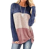 Damen Herbst und Winter lässiger Rundhals Pullover farblich passendes verdrehtes Langarmshirt T-S