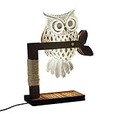 LED Dimmbar CITTATREND Tischleuchte - 3D Visual Acryl Eule Deco Holz Nachttischlampe - Warmweiß Nachtlicht - Geschenk für Kinderzimmer S