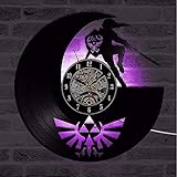 Wanduhr mit Schallplatte The Legend of Zelda Antike Schallplatte Wanduhr Handgemachte Schattenkunst Spiel Dekor Klassische Wanduhren LED-Uhr-12 Z