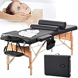 WEUN Massagetisch Massageliege Spa-Bett 73 Zoll lang höhenverstellbar tragbar 2 klappbarer Massagesalon-Tisch Tattoo-Bett mit Trag