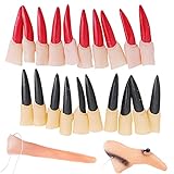 isimsus Halloween Gefälschte Hexennagel, 20 Stück Hexe Finger und 2 Stück Hexennase, Halloween gefälschte Finger Halloween Lustige Hexe Nase für Halloween Cosplay Requisiten Kostüm Masquerade Supp