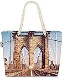 VOID Brooklyn Bridge Brücke Strandtasche Shopper 58x38x16cm 23L XXL Einkaufstasche Tasche Reisetasche Beach Bag