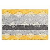 FCS Bathroom Badematte Badvorleger Waschbar Badeteppich Weich Duschvorleger rutschfest Antibakteriell aus Mikrofaser, Maschinenwaschbar (Blanco : Yellow, Size : 40x60CM)