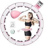 Wanap Smart Reifen Hoop Fitness Erwachsene, Smart Hoop mit Zähler Nicht Fällt, Perfek 15 Knoten Fitnesshoop mit Massageknoten für 69-116cm Circumference, mit Mini Bandmaß